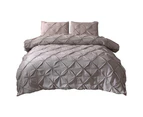 Luxury Duvet Cover Set Pinch Pleat 2 / 3Pcs Quilt Bedding - Grey
