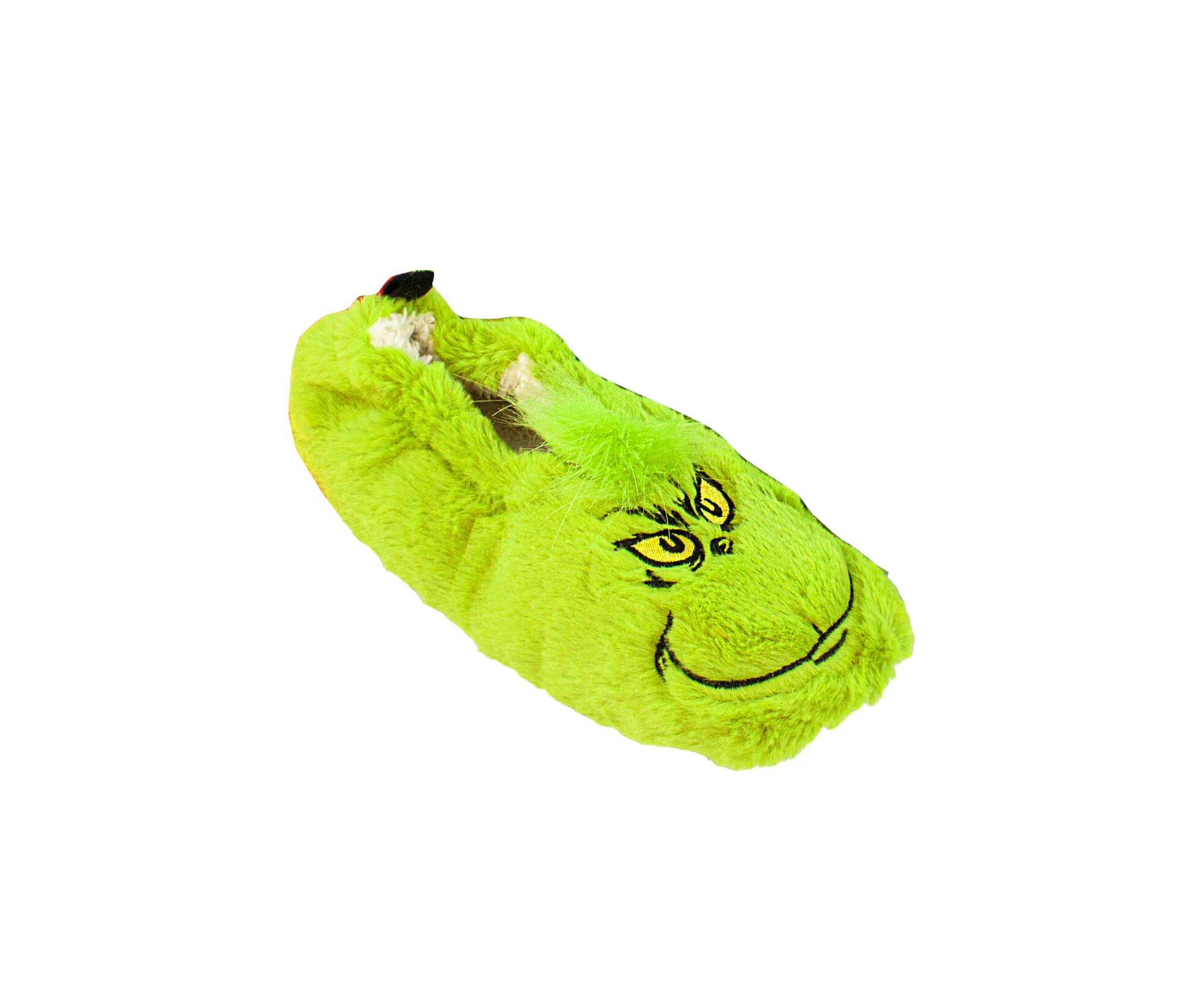 The Grinch Childrens/Kids Embroidered Face Fluffy Slippers (Green) - NS6053