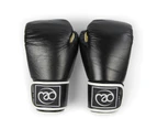 Boxing Mad Unisex Adult Pro Leather Boxing Gloves (Black/Metallic White) - MQ175