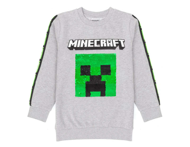 Minecraft Childrens/Kids Sequin Flip Sweatshirt (Grey) - NS6499