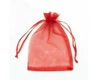 Red Colour Organza Bags 4pcs Pack 7x9cm for Gift Jewellery Candy bag Drawstring Ribbon
