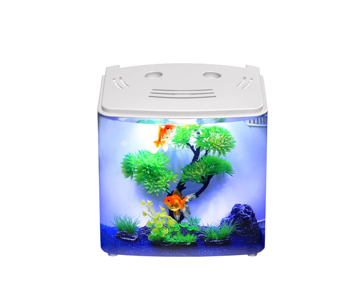 SUNSUN Small White Desktop 5L Acrylic Ecological Fish tank with LED light and Filter