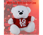 Love White Teddy Bear With Red Shirt 23cm Soft Plush Gift For Him Or Her