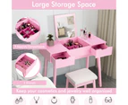 Giantex Dressing Makeup Table Vanity Set w/ Flip Top Mirror & Cushioned Stool Writing Desk for Bedroom Living Room,Pink
