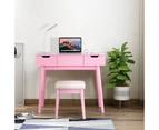 Giantex Dressing Makeup Table Vanity Set w/ Flip Top Mirror & Cushioned Stool Writing Desk for Bedroom Living Room,Pink