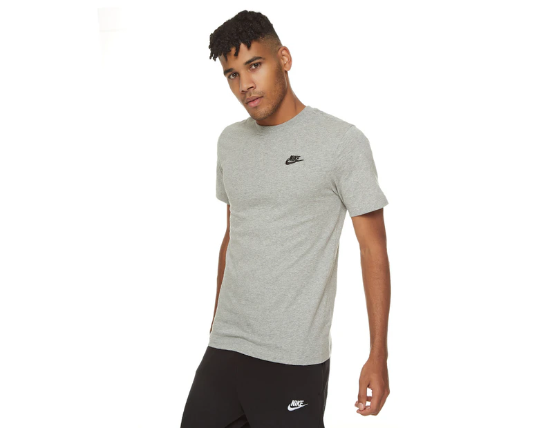 Nike Sportswear Men's Club Tee / T-Shirt / Tshirt - Dark Grey Heather/Black