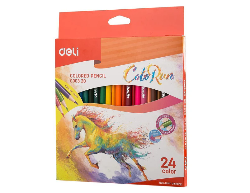 Deli EC00320 24 Colours Pencils Pre Sharpened for Children Kids Craft Drawing Art