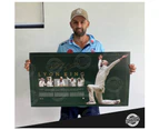 Cricket - NATHAN LYON SIGNED & FRAMED TEST CENTURION LITHOGRAPH