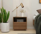 Lifely Nook Japandi Style Bedside Table in Walnut