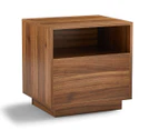 Lifely Nook Japandi Style Bedside Table in Walnut