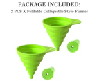 EZONEDEAL 2 Pack Silicone Foldable Collapsible Funnel For Water Bottle Liquid Transfer Food Grade - Green