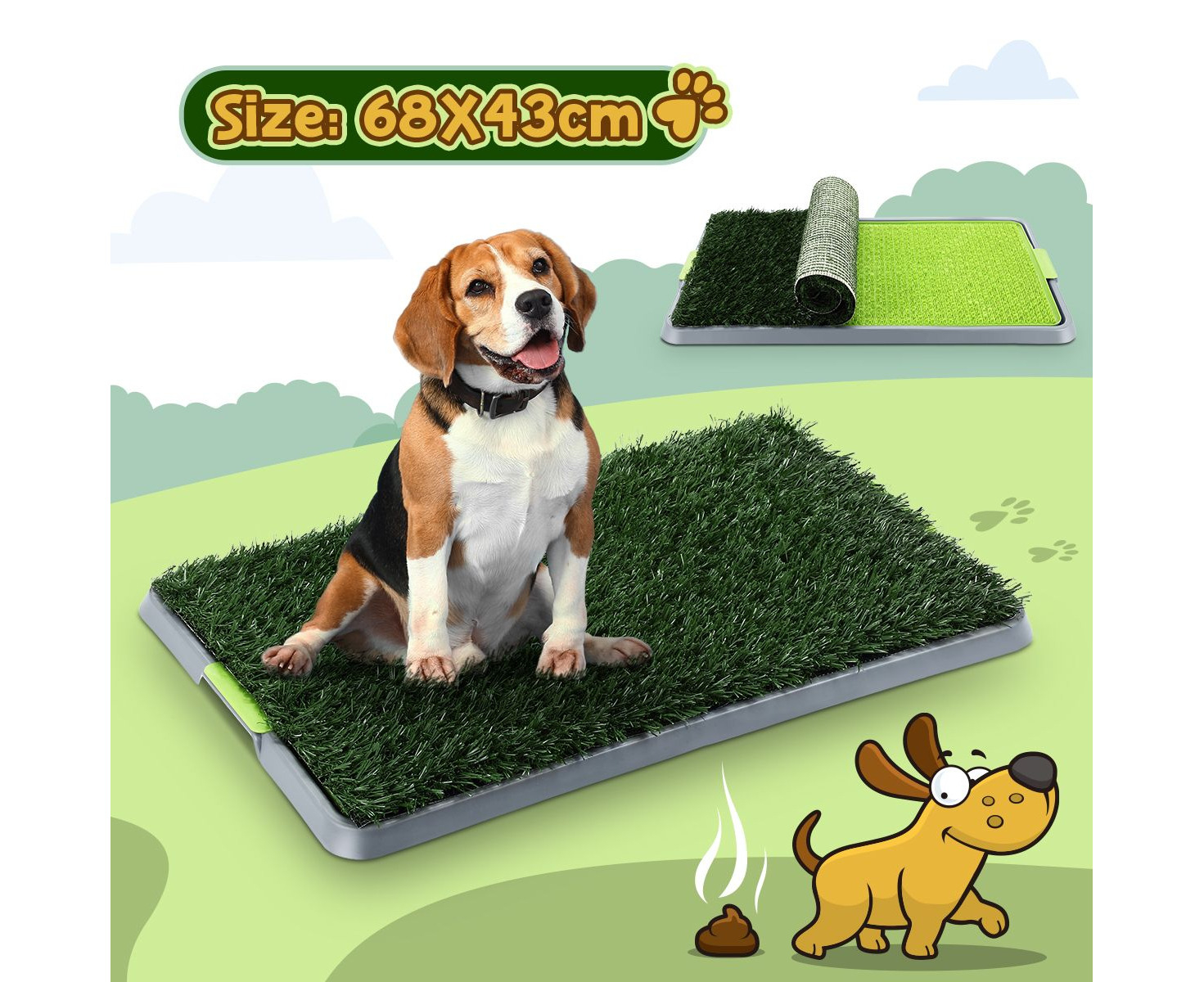 PAWISE Large Dog Pee Grass Training Mat, Artificial Dog Potty