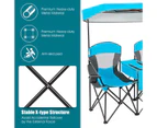 Costway Outdoor Beach Chairs Folding Camping Chairs Sun Shade w/Canopy & Carry Bag, Blue