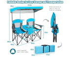 Costway Outdoor Beach Chairs Folding Camping Chairs Sun Shade w/Canopy & Carry Bag, Blue