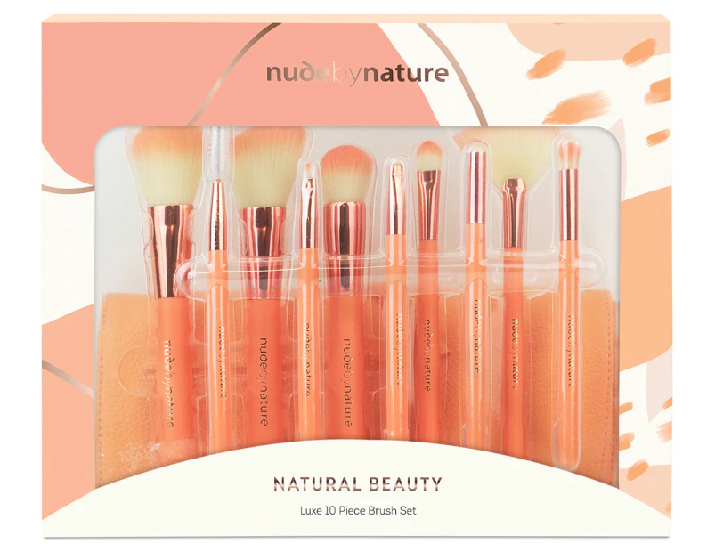 Nude by Nature Natural Beauty Luxe 10-Piece Brush Set - Orange