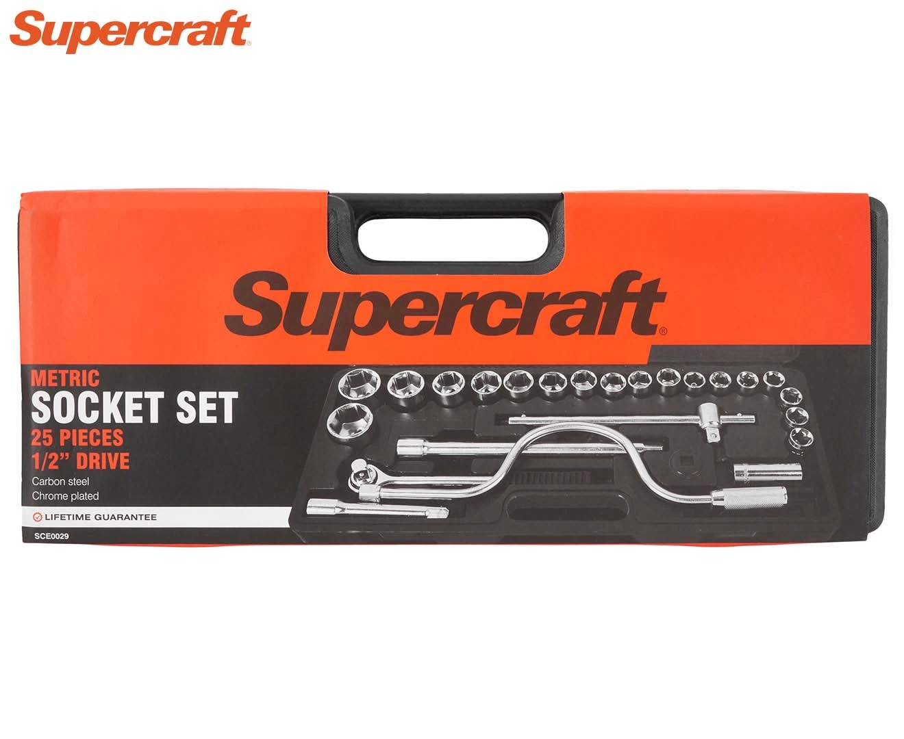 25pc Supercraft 1/2" Drive Metric Home/Garage Tool Ratchet Socket Set With Case