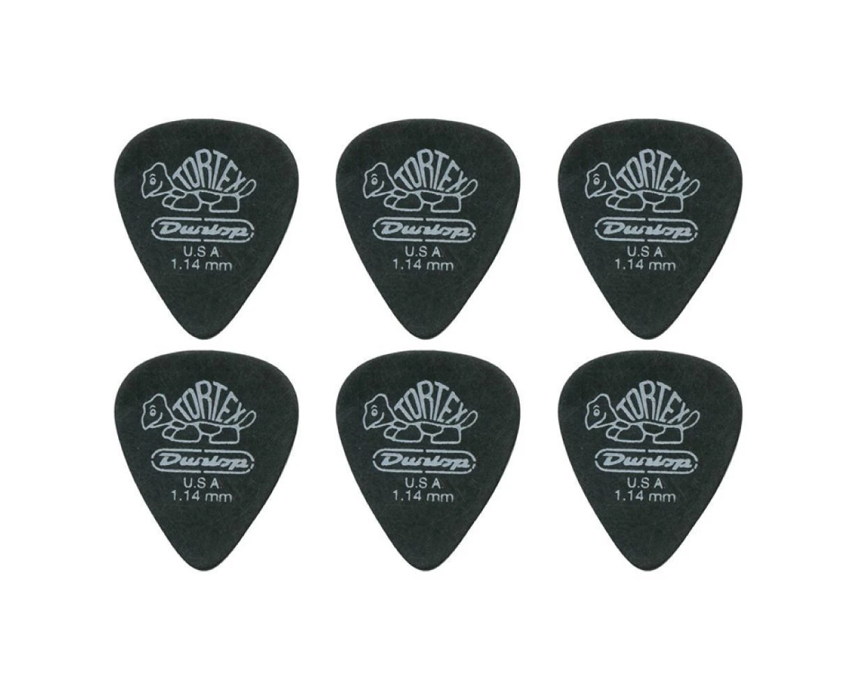 6 x Jim Dunlop Tortex Pitch Black 1.14MM Guitar Picks Free Shipping