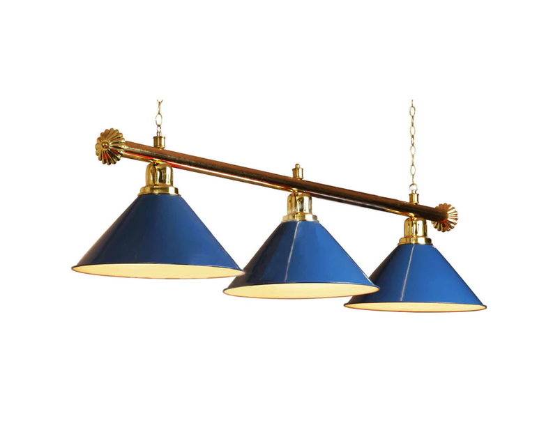 Premium Quality Gold Rail With Heavy Duty Shades Pool Table Light - Blue