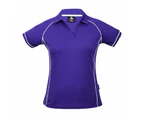 ELITE | Ladies Contrast Piping Sports Polo Shirt - Purple+White
