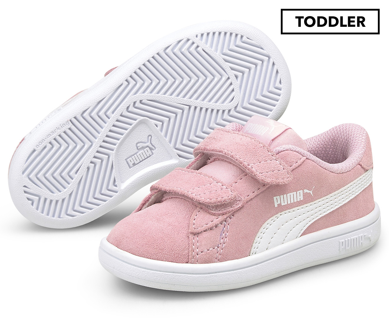 Puma Toddler Girls' Smash V2 Suede Sneakers - Pink Lady/Puma White