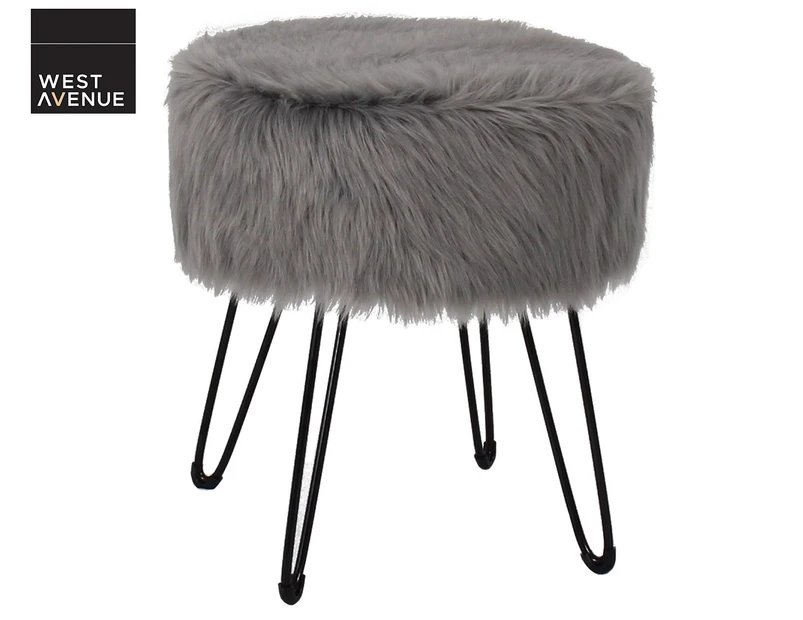 West Avenue Fur Stool - Grey