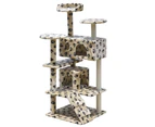 Cat Tree Scratching Post 126 cm 2 Houses Beige with Paw Prints