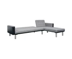 Sofa Bed L-shaped Fabric Black and Grey