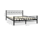 Bed Frame Black Metal 137x187 cm Double Size