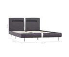 King Single Bed Frame with LED Grey Upholstered Bed Bedroom Furniture
