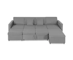 4-Seater Pull-out Sofa Bed Fabric Light Grey