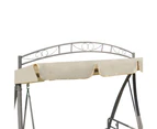 Outdoor Convertible Swing Bench Canopy Patterned Arch Sand White