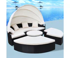 Outdoor Lounge Bed Poly Rattan Black