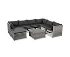 8 Piece Garden Lounge Set with Cushions Poly Rattan Grey OUTDOOR