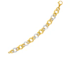 14k Two-Tone Yellow and White Gold Alternating Size Link Bracelet