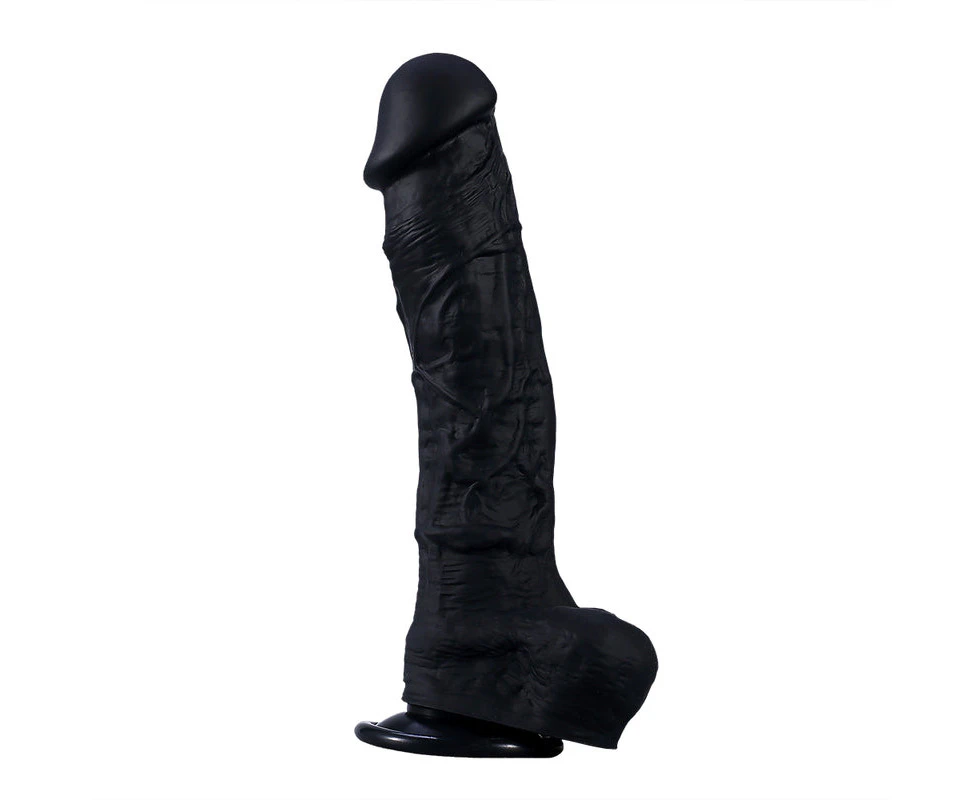 DY Large Silicone Realistic Dildo with Suction Cup - Black