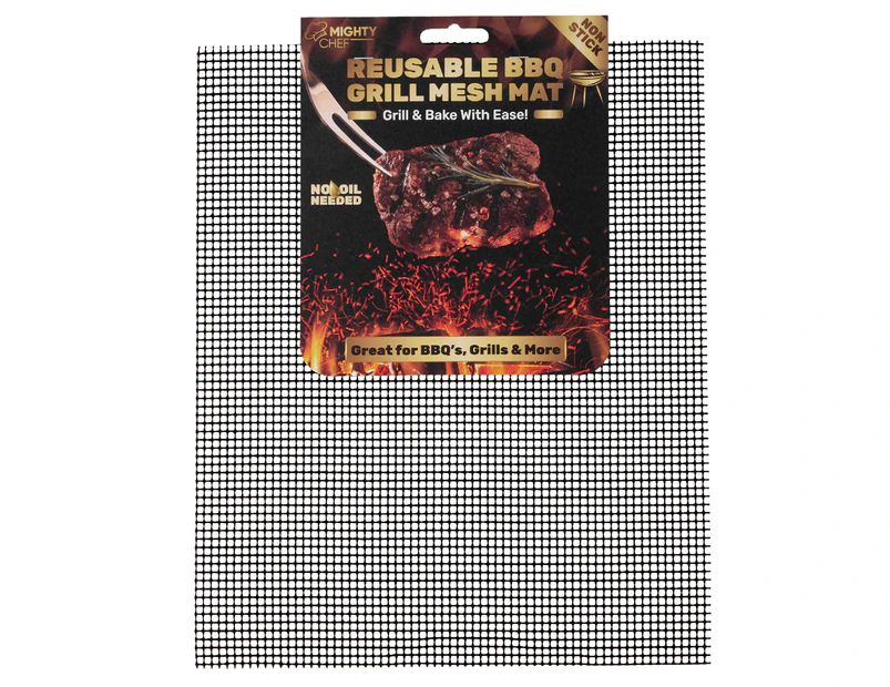 Mighty Chef Reusable BBQ Grill Mesh Mat - Black