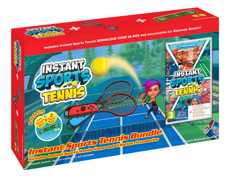 Nintendo Switch Instant Sports Tennis Game Code & Racket Accessory Bundle