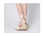 Amoretu 9CM Women’s Platform Wedges Espadrilles Closed Toe Classic Summer Sandals-White