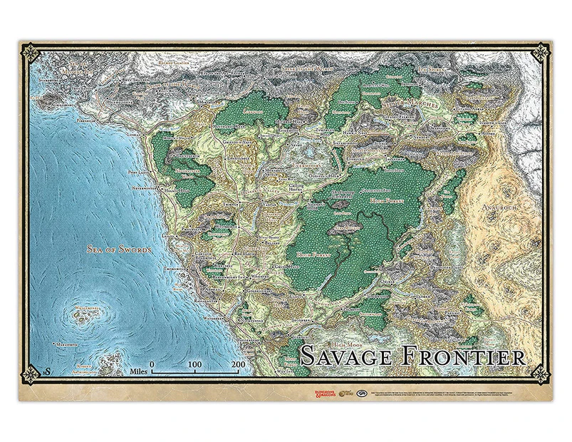 D&D Savage Frontier Map 21"x31"