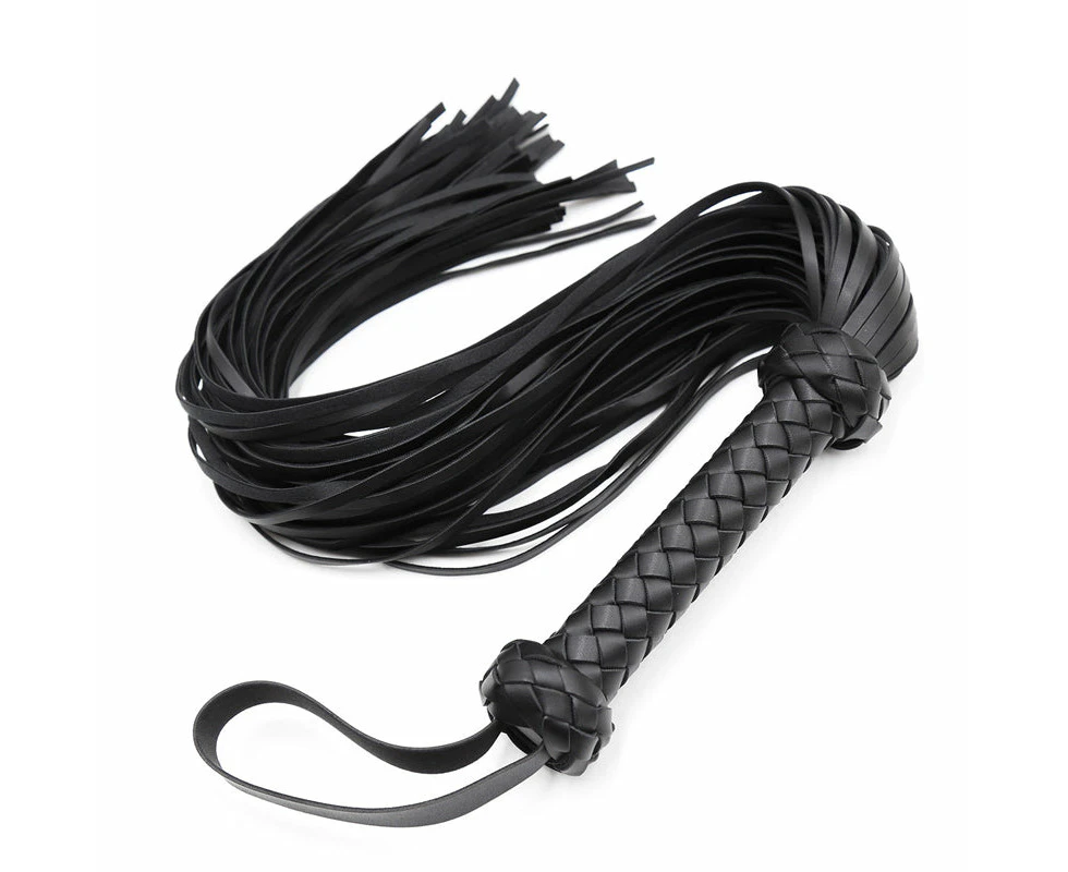 Black Faux Leather Tassel Bondage Flogger - BDSM Whip Accessory