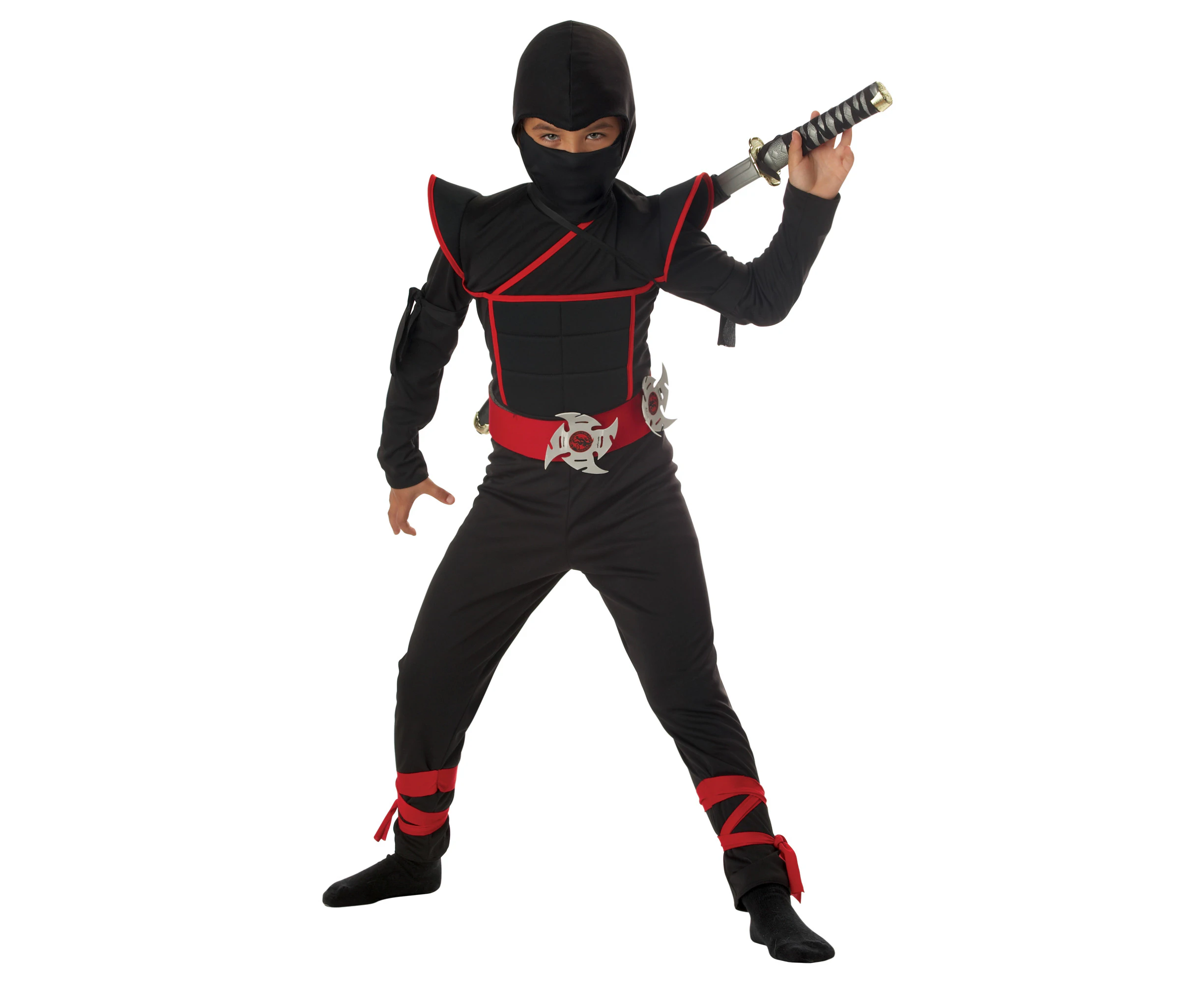 Stealth Ninja Assassin Japanese Warrior Black Red Book Week Boys Costume - Black