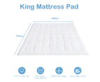 Giantex King Mattress Pad Cover Down Alternative Mattress Protector Cover w/ Cotton Jacquard Fabric Top Quilted Fitted Topper for Dorm Home Hotel