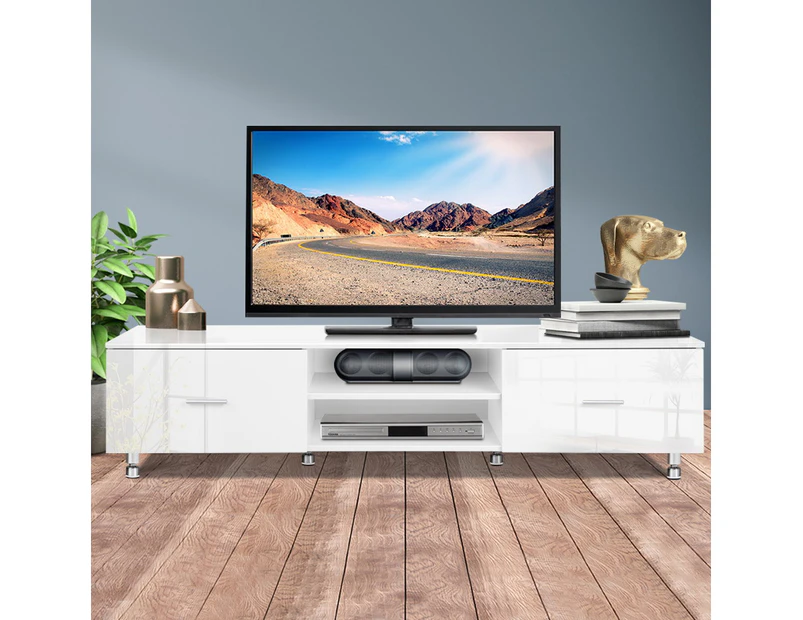 Artiss TV Cabinet Entertainment Unit Stand High Gloss 160CM Lowline White