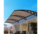 InstaHut Window Door Awning Canopy 1.5mx3m Brown Sheet Black Plastic Frame