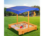 Keezi Kids Sandpit Wooden Outdoor Play Sand Pit Water Toys Box Canopy Children Keezi