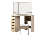 Artiss Dressing Table Stool Set Corner 5 Drawers Oak