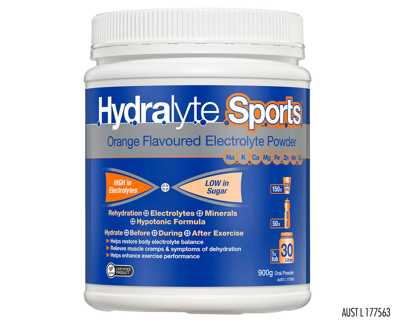 Hydralyte Sports Electrolyte Powder Orange 900g