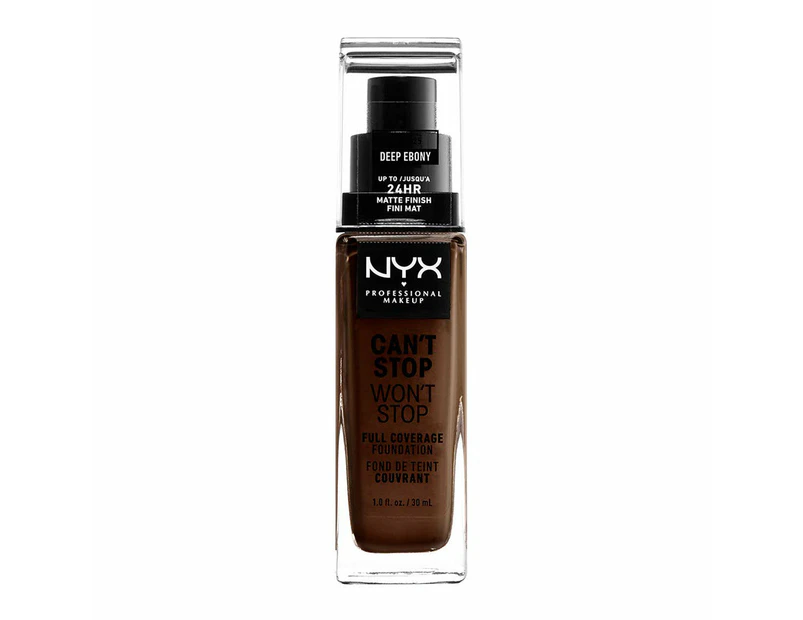 Nyx Professional Nyx Can't Stop Wont Stop Full Coverage Foundation 30ml Cswsf25 Deep Ebony
