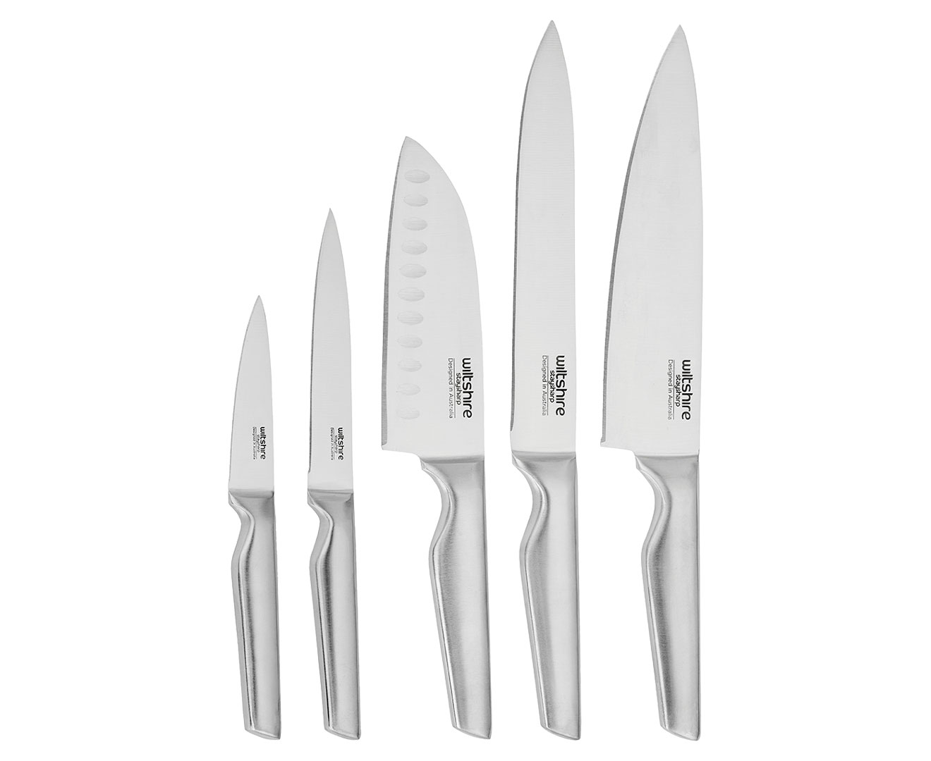 New WILTSHIRE Staysharp Premium Radius 6pc Knife Block Set Built in  Sharpener