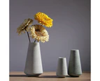 Luna Ribbed Ceramic Vase Cylinder Smoke Medium